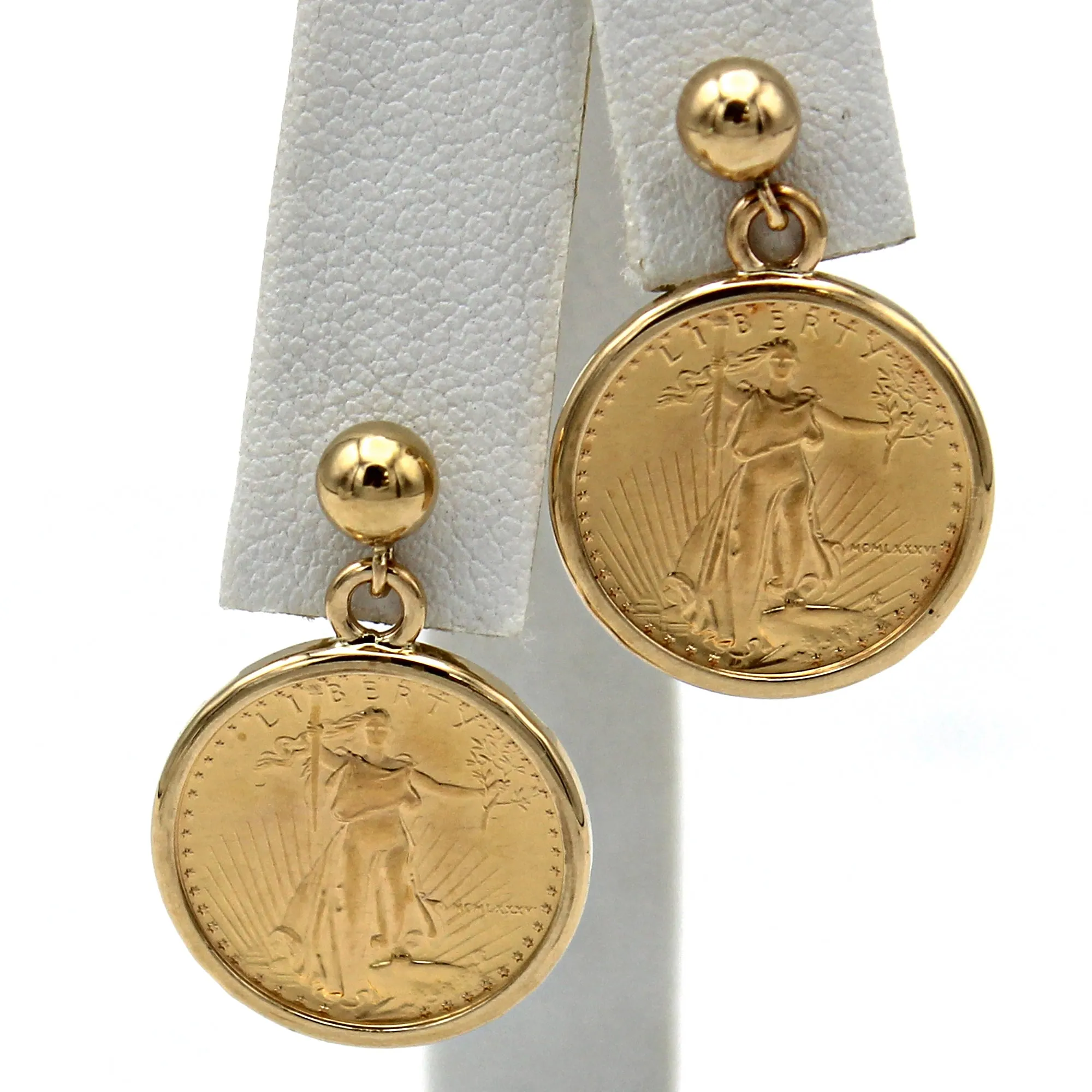 1/10 Oz $5 Gold Eagle Coin 14K Yellow Gold Earrings