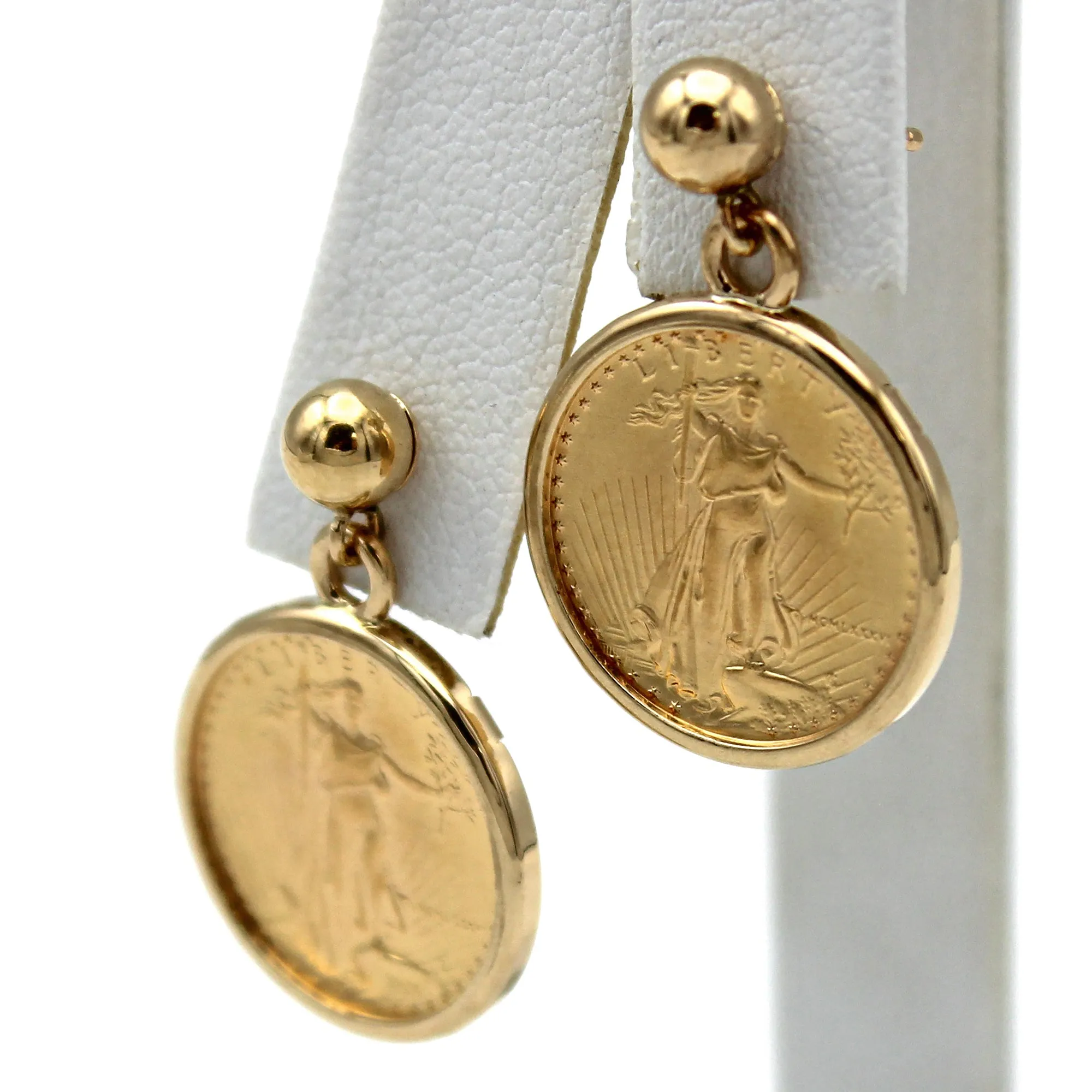 1/10 Oz $5 Gold Eagle Coin 14K Yellow Gold Earrings