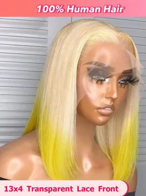 13 X 4 Yellow Ombre Lace Front Straight Human Hair Wig