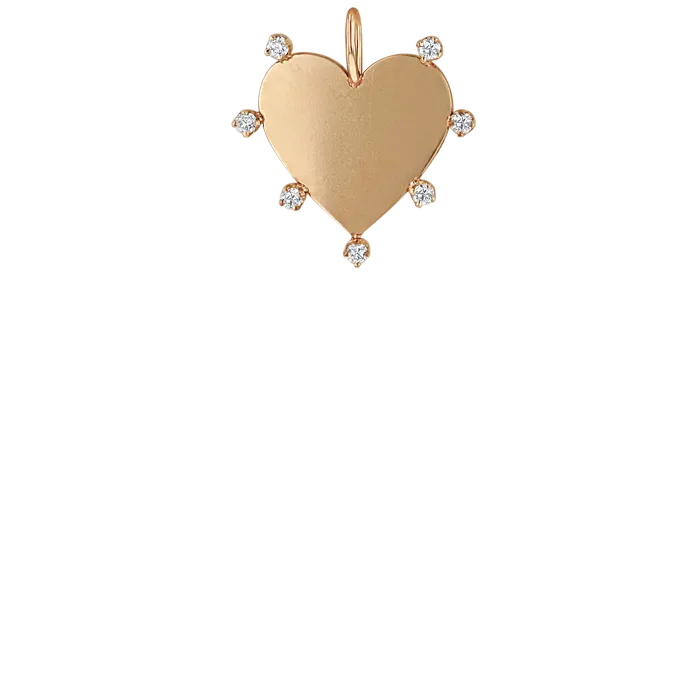 14k 7 Prong Diamond Heart Charm Pendant