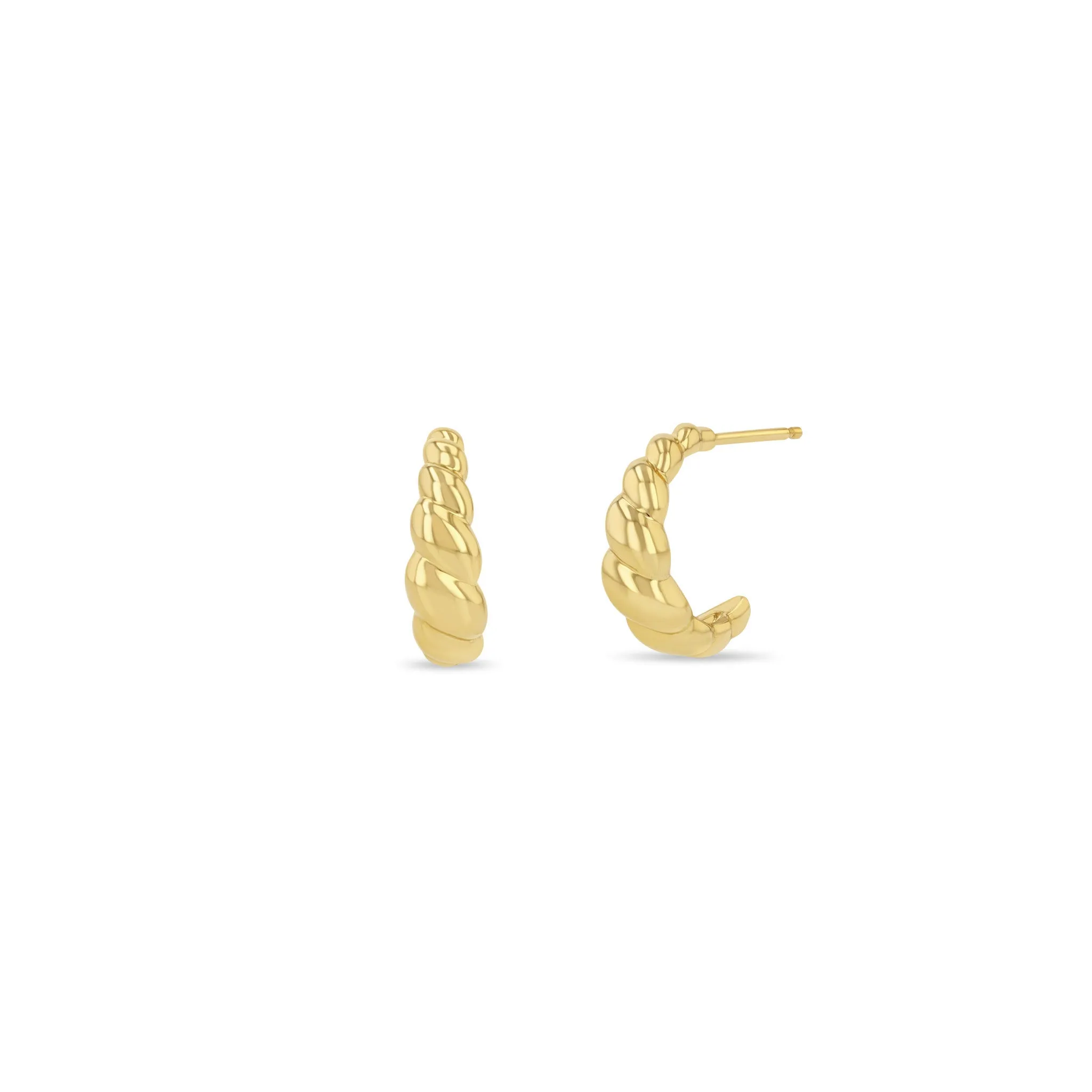 14k Gold Croissant Huggie Hoops