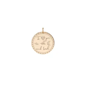 14k Large Pavé Diamond I love you to the moon & back Mantra Charm