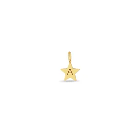 14k Medium Initial Star Charm Pendant