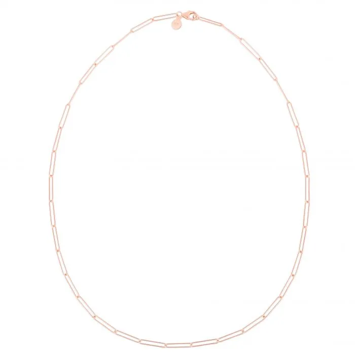 14K Rose Gold 2.7mm Lungo Paperclip Necklace - 18"