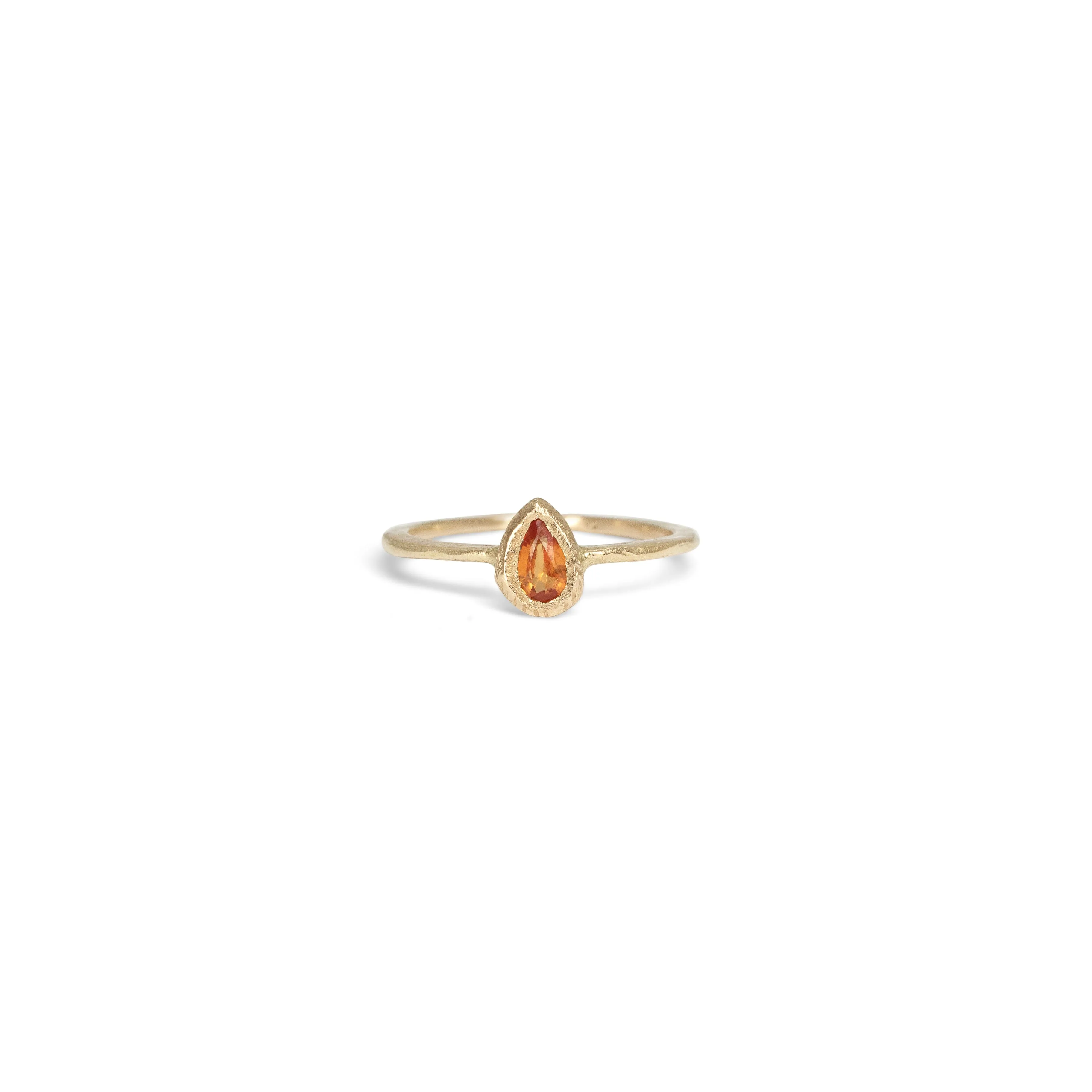 18K Teardrop Ring in Orange Sapphire