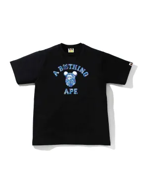 A Bathing Ape x Medicom Toy Be@rbrick Camo Bear College Tee Black