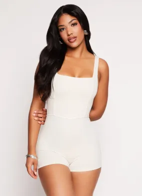 Almost Famous Square Neck Corset Detail Romper