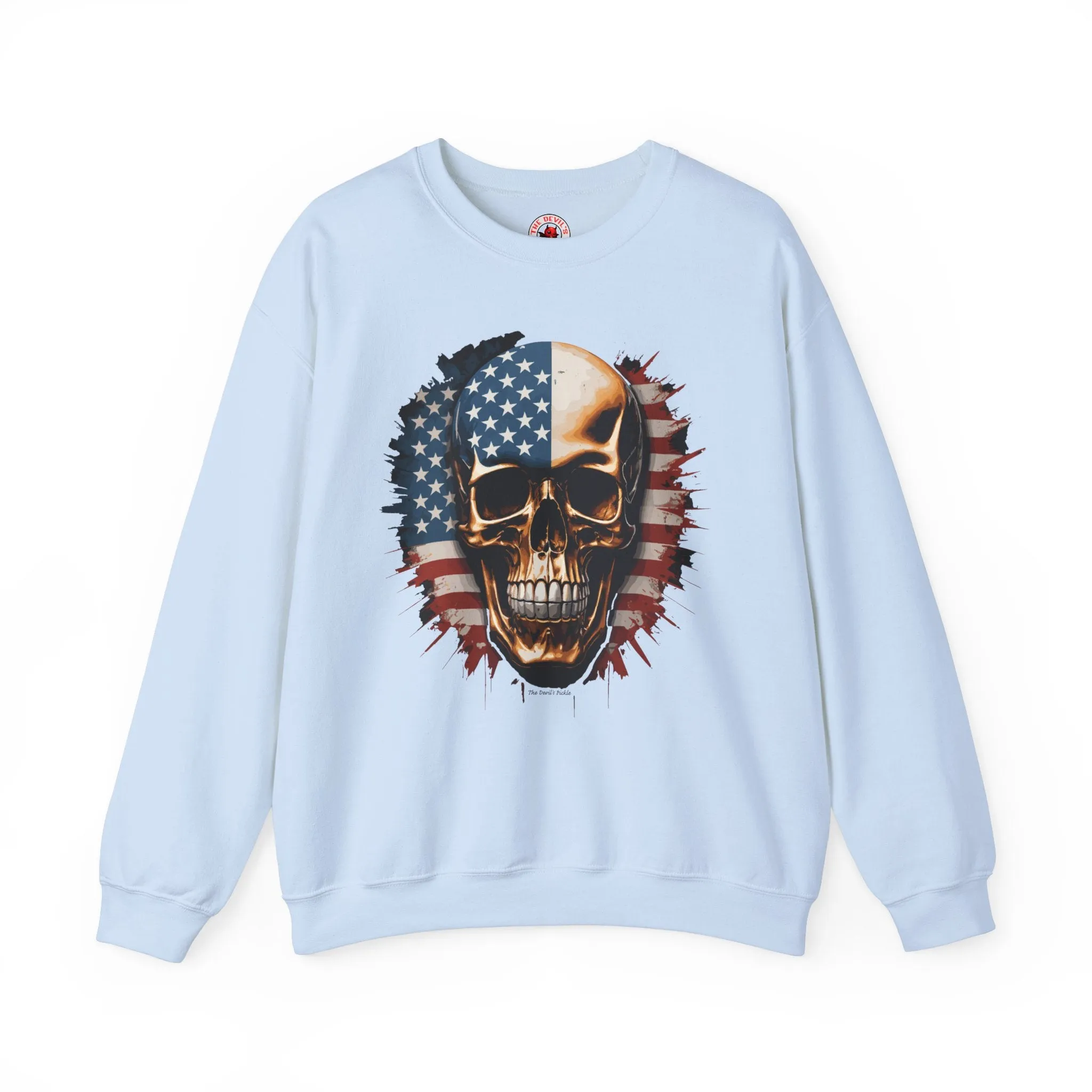 American Flag Skull Crewneck Sweatshirt