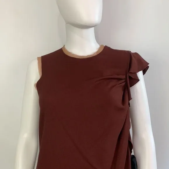 Aquilano Rimondi NWT brown with ruffle on side/bow dress