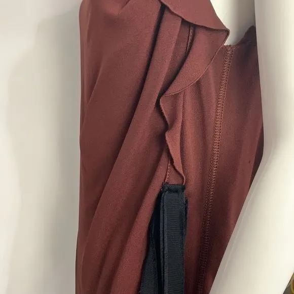 Aquilano Rimondi NWT brown with ruffle on side/bow dress