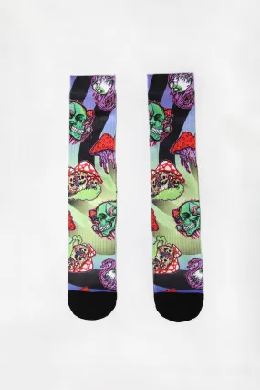 Arsenic Youth Mushroom Skulls Crew Socks