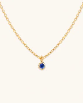 Blue Sapphire Droplet Necklace Gold