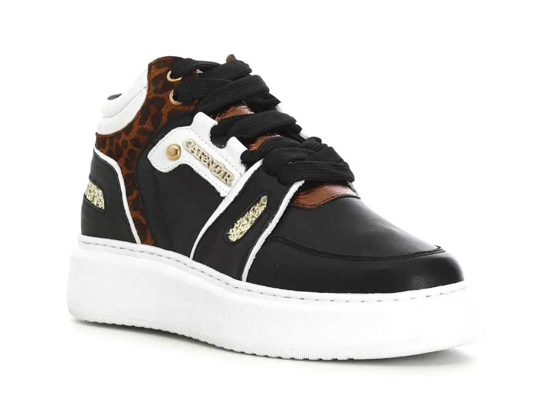 CafèNoir donna sneakers alta animalier e pelle