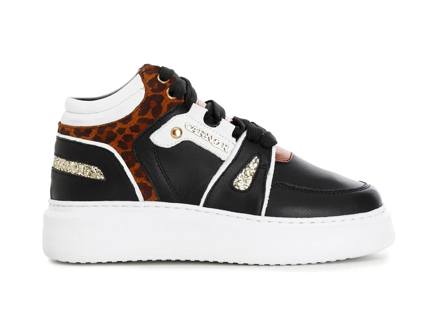 CafèNoir donna sneakers alta animalier e pelle