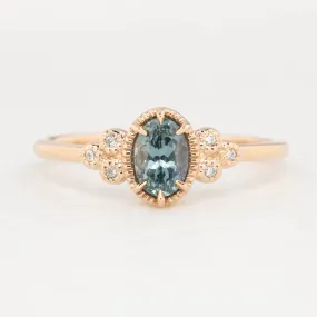 Celine Ring - 6x4mm 0.60ct Blue Montana Sapphire, 14k Rose Gold