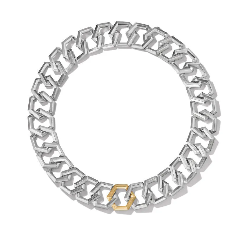 David Yurman Carlyle Necklace in Sterling Silver with 18K Yellow Gold