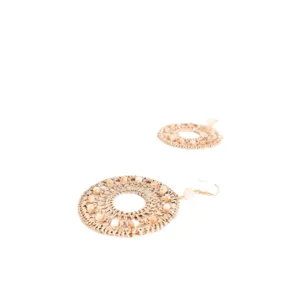 Dreamcatcher Beaded Hook Earrings | Gold / Cream