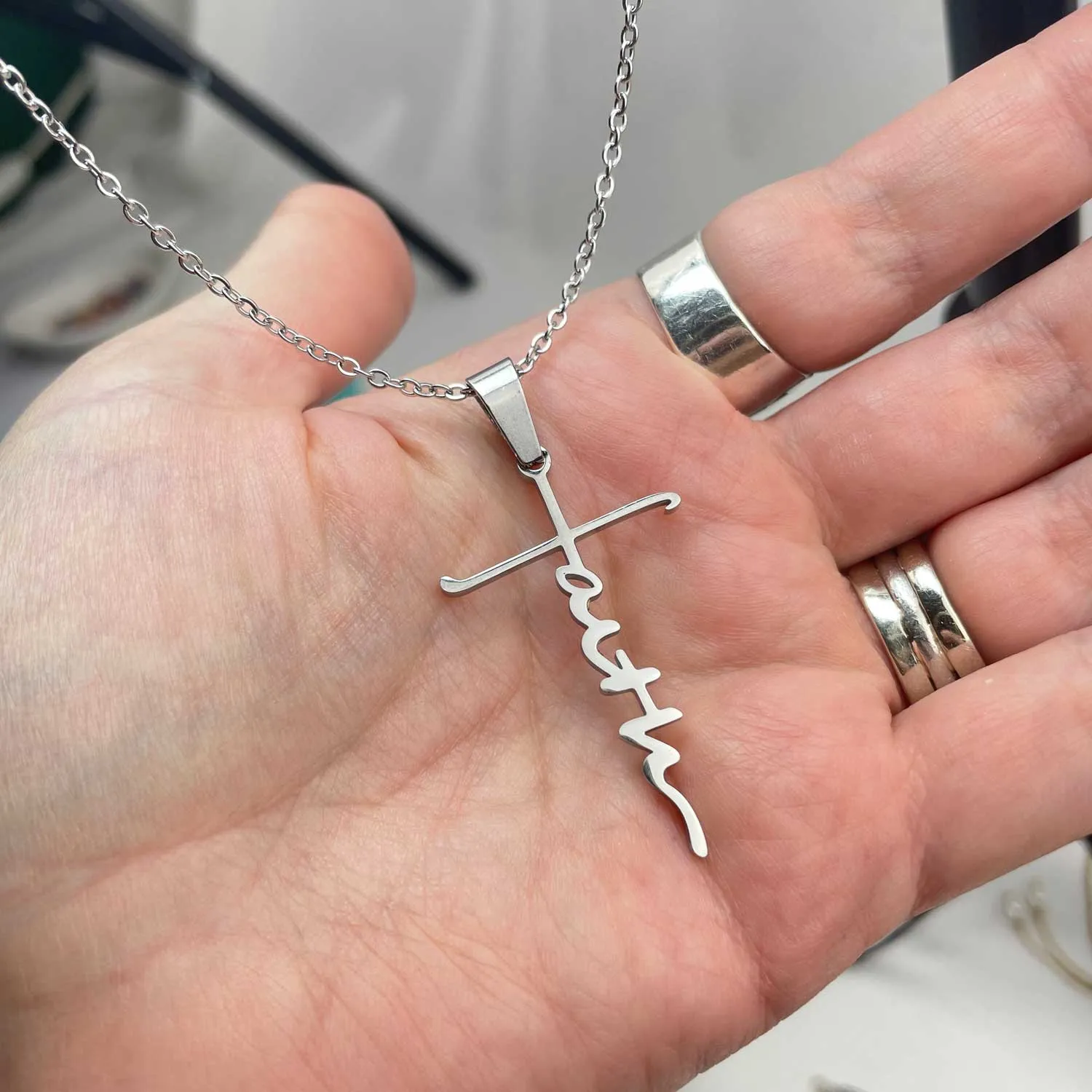 Faith Cross Necklace - Golden Stainless Steel Pendant Necklace