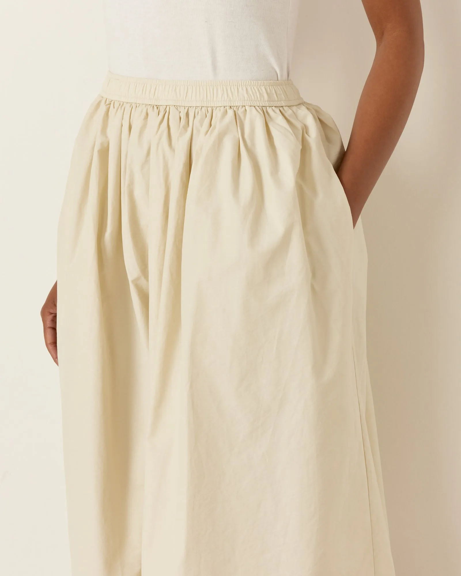 Gathered Midi Skirt in Cream