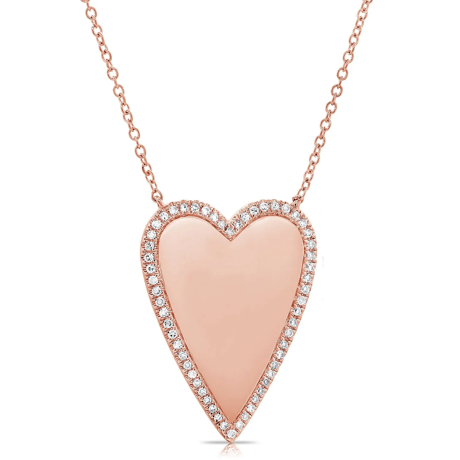 Jumbo Gold Heart Necklace with Pave Outline