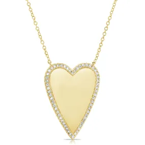 Jumbo Gold Heart Necklace with Pave Outline