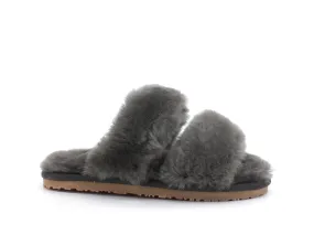 MOU 2-Stripes Sheepskin Slipper Ciabatta Charcoal MU.FW161009L