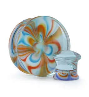 Multi Chroma Swirl Glass Double Flare Plugs