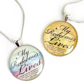 My Redeemer Lives Job 19:25 Scripture Pendant Necklace - Color or Neutral Design