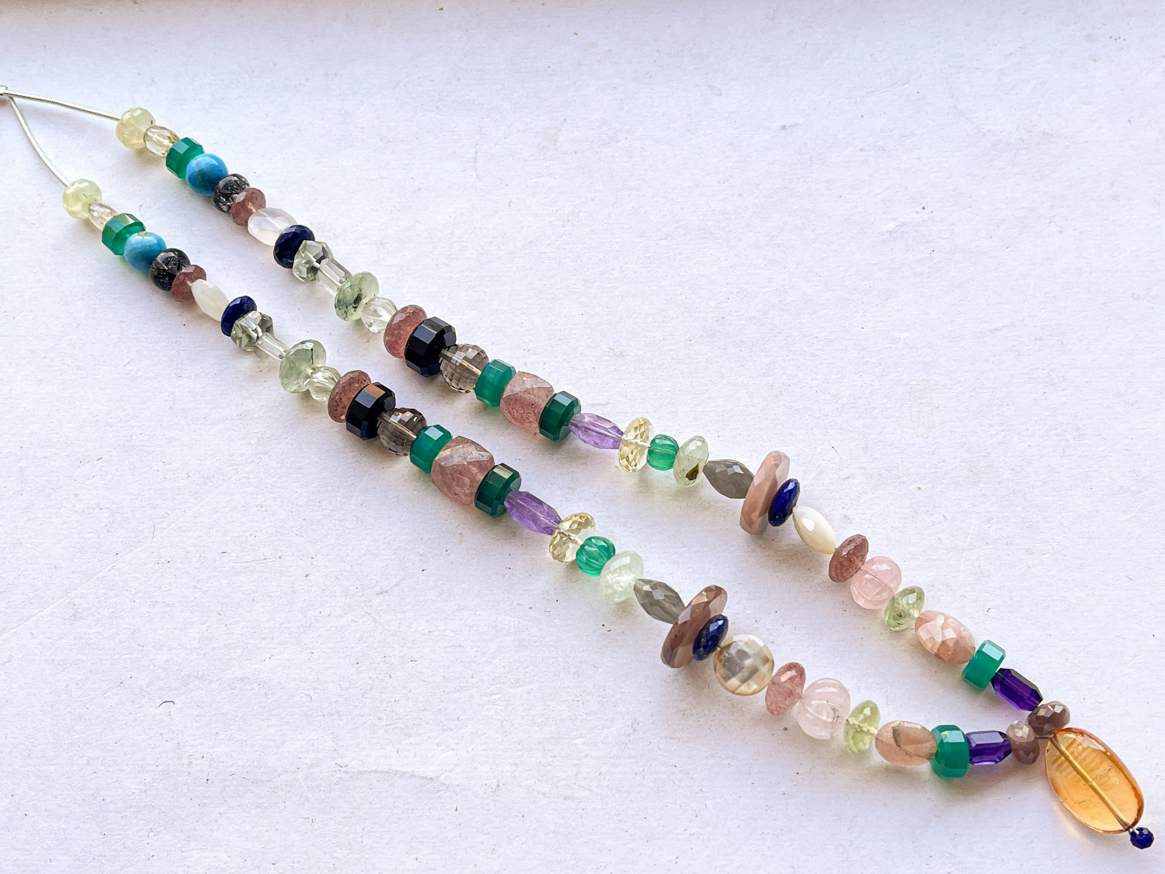 New Exclusive! Fusion of Mix Gemstones (All Natural) with various Shapes & Designs in Pair all in One Strand, Gemstone Necklace SET 10-20