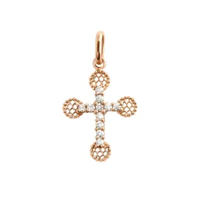 Petite Lace Cross diamond pendant, Rose Gold