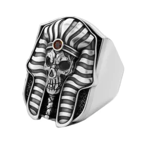 Pharaoh of Egypt, Skull Mask Mens Ring Silver 925