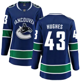 Quinn Hughes Vancouver Canucks Fanatics Branded Women's Home Breakaway Jersey - Blue