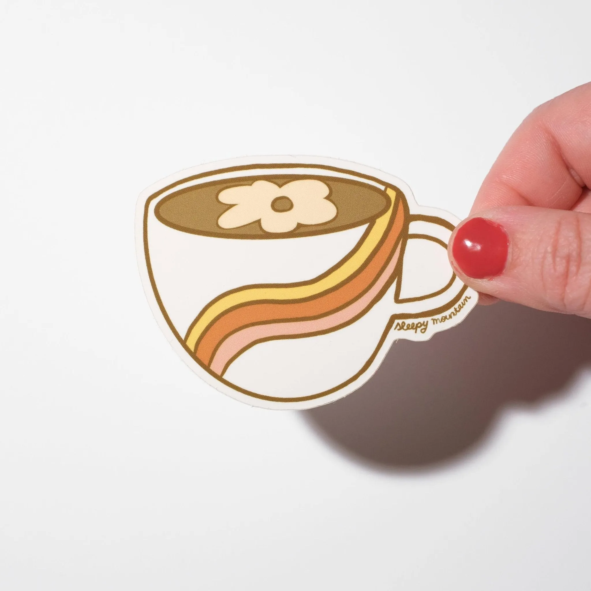 Rainbow Mug Daisy Latte Sticker