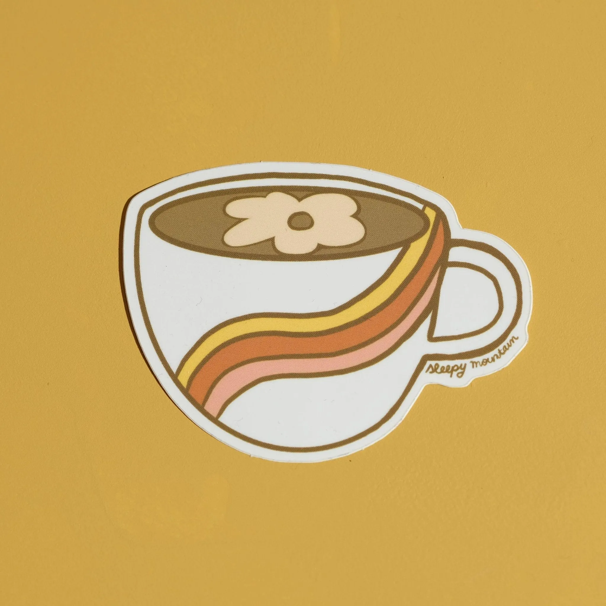 Rainbow Mug Daisy Latte Sticker