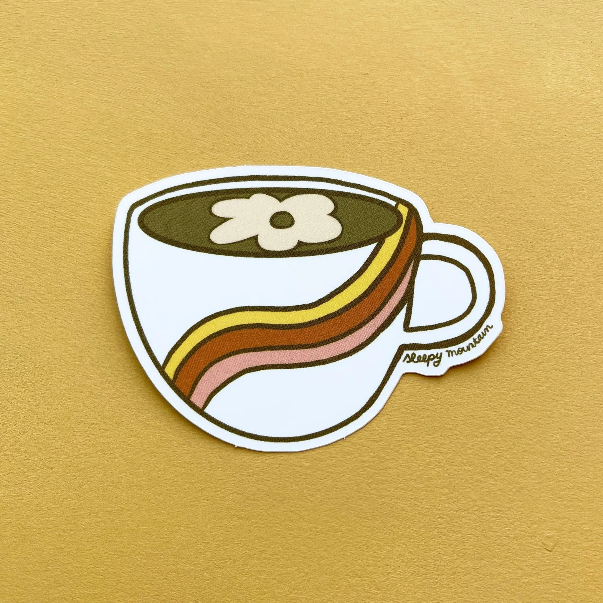 Rainbow Mug Daisy Latte Sticker