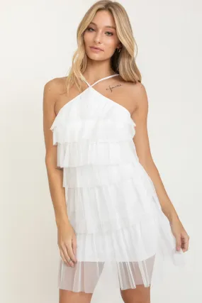 Selena Ruffle Dress - White