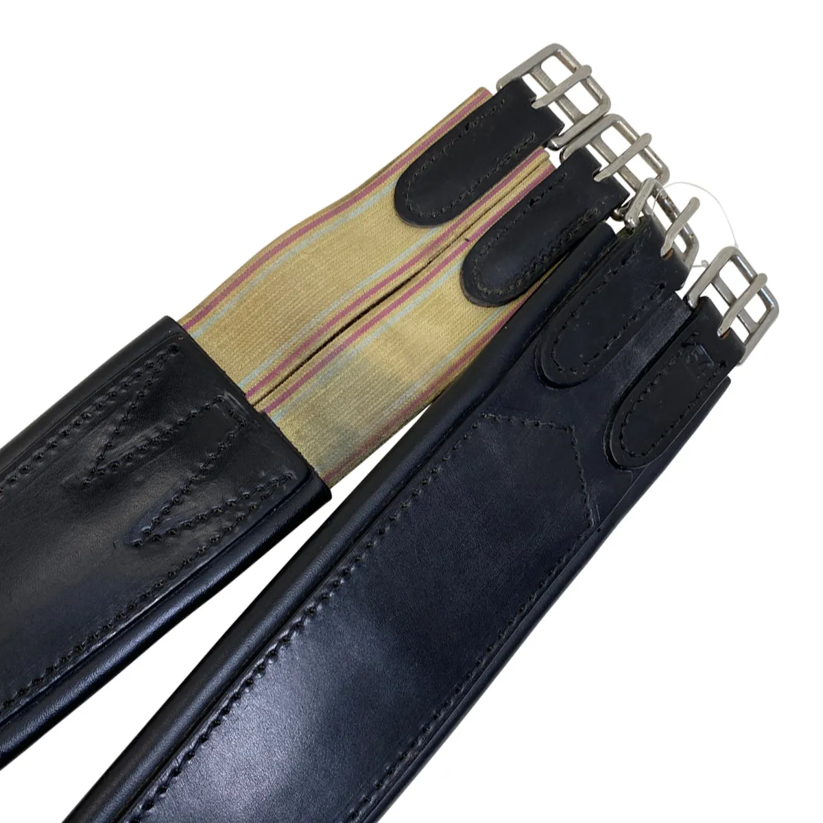 Single End Leather Overlay Girth in Black - 54