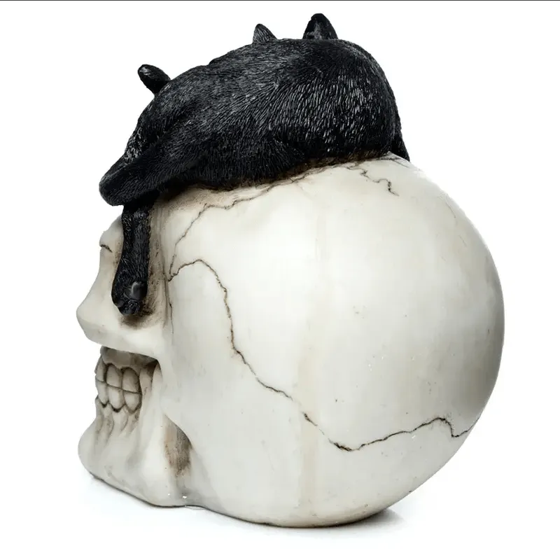 Skull with Black Cat Ornament