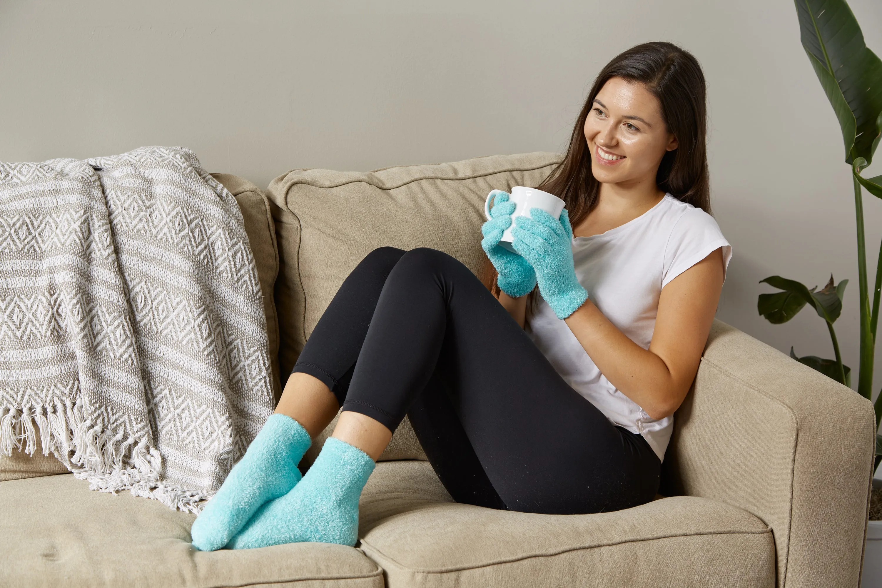 Spa Socks And Gloves Set - Aloe Infused - Teal