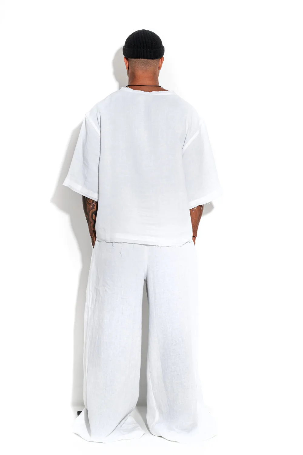 Super wide-leg linen pants