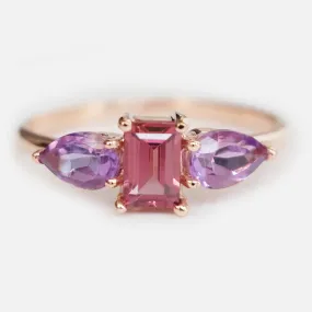 Tourmaline Amethyst Dual Stone Ring Koji