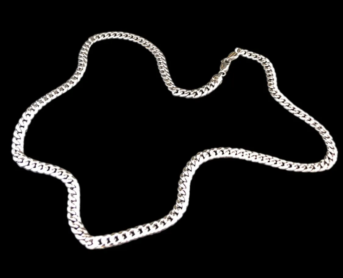 White gold cuban link chain MC163