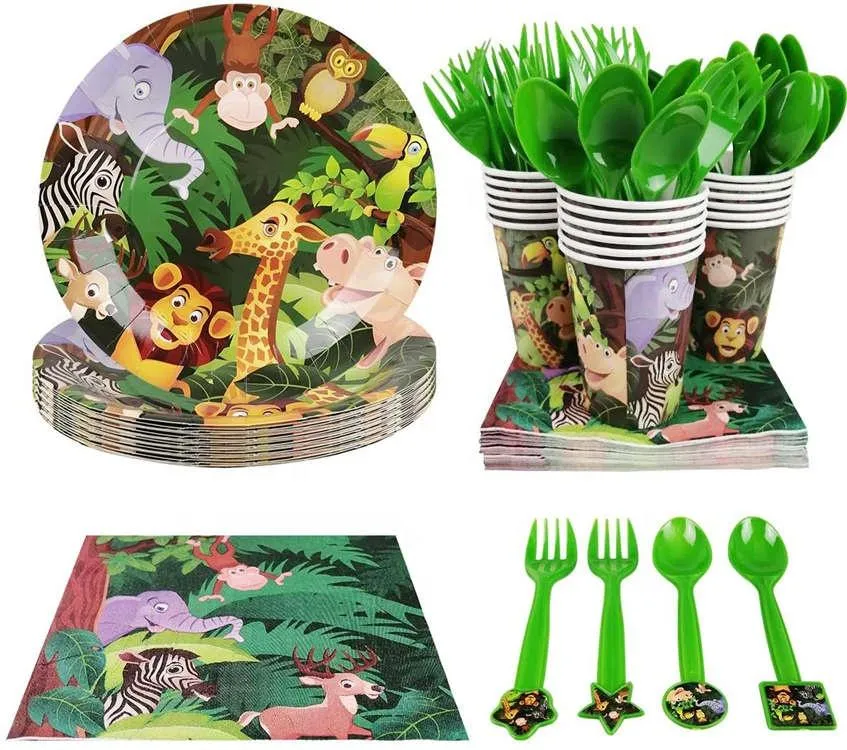 Wildlife Theme Birthday Party Tableware Package (#Type A)