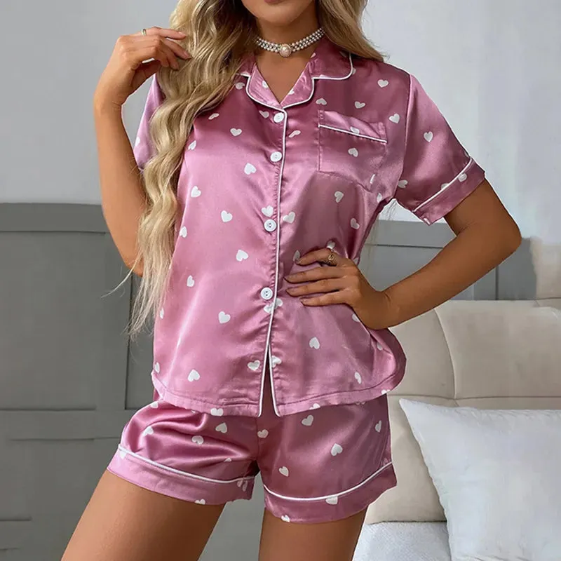 Women's Silk Short Sleeve & Shorts Pyjamas Set