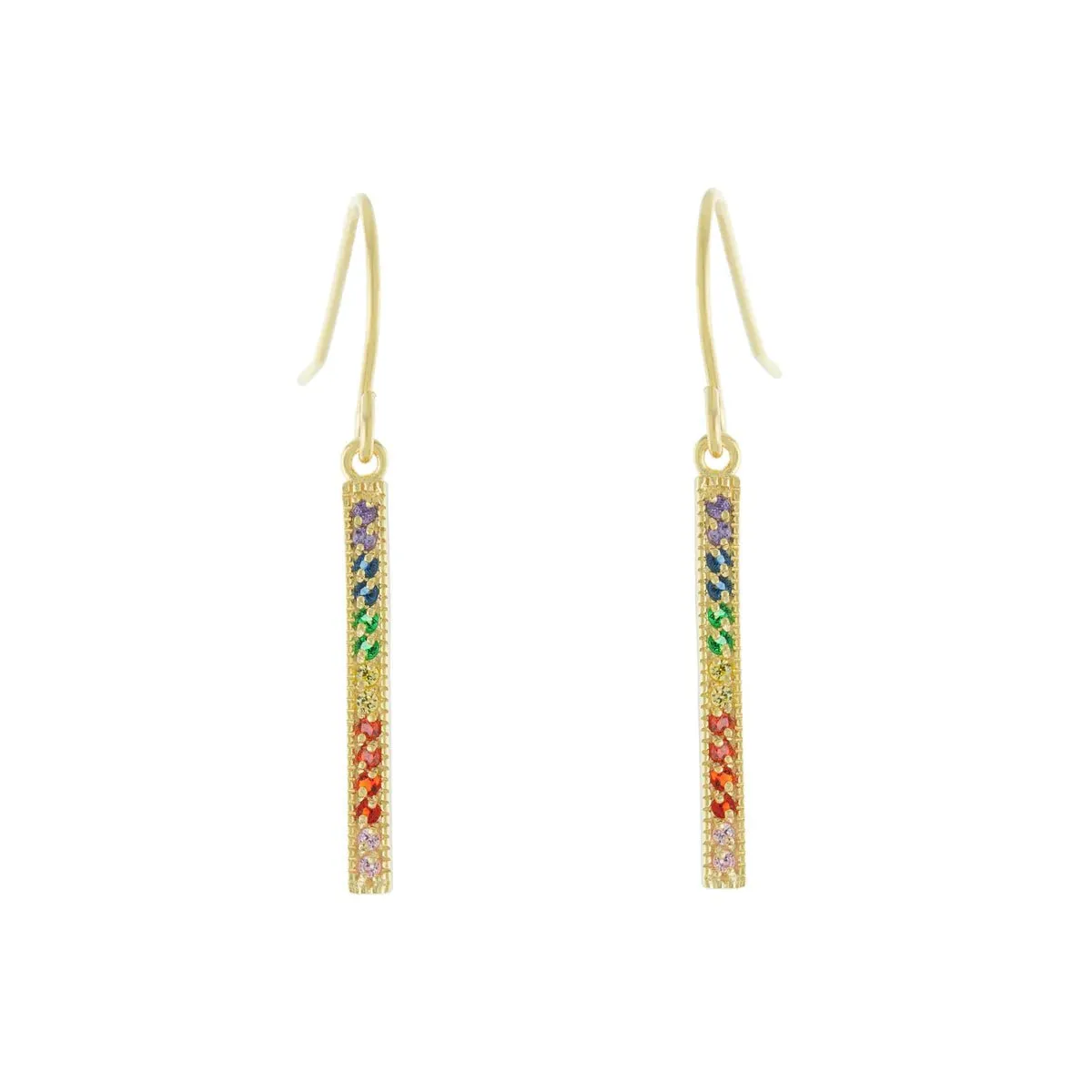 YGP Sterling Multi-Color CZ Bar Drop Earrings